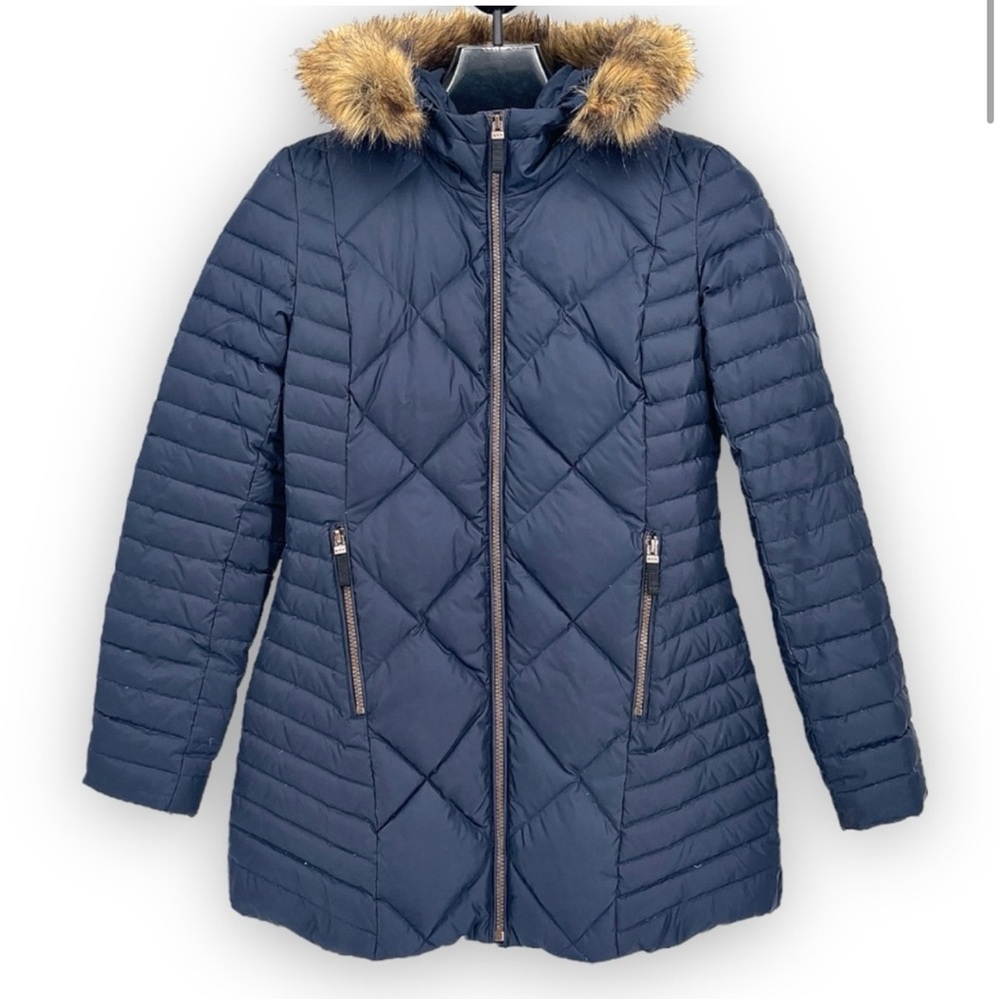 NWOT Marc New York / Andrew Marc Women’s Blue Navy Coyote Fur Trim Coat XL